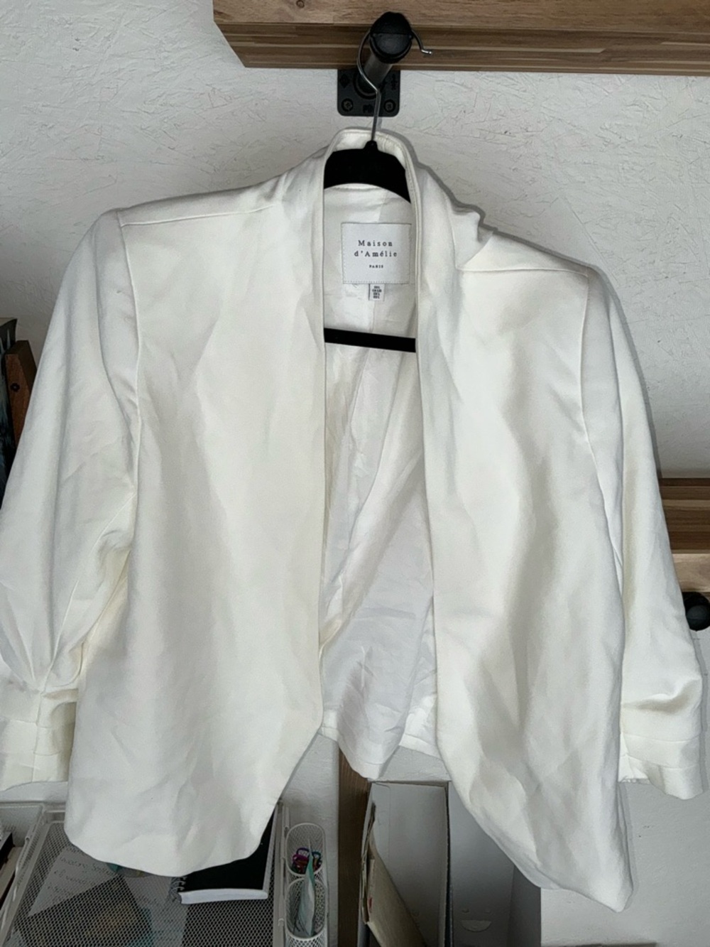 Women's White Open-Front Jacket L